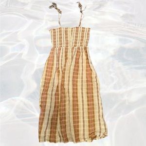 LAST CHANCE 🤍|3 for $20| aerie - Gingham Peach and Cream Sun Dress